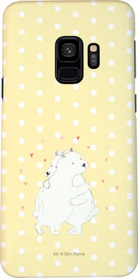 Produktbild von Mr. & Mrs. Panda Samsung Galaxy S9 Handyhülle Eisbär Umarmen - Gelb Pastell - Geschenk, Smartphone Hülle, Cover, Lustige Sprüche, Handy Schutzhülle