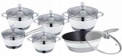 Produktbild von HOFFNER ELEGANCE Edelstahl Topfset 12-teilig Induktion Glasdeckel