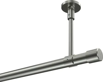 Produktbild von Interdeco Gardinenstange / Vorhangstange Edelstahl-Optik, Typ Sonette Santo (Kappe) ohne Ringe, Deckenmontage, 20 mm Ø 1-läufig, 540 cm