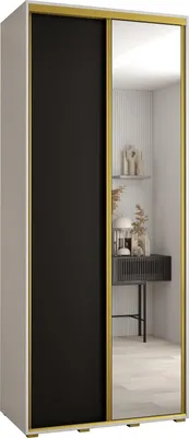 Produktbild von MEBLE KRYSPOL Davos 3 Schrank, zwei Türen - 235,2x120x45 cm - Weiß Schwarz Gold