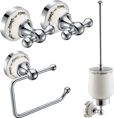 Produktbild von PaulGurkes Bad-Accessoires Set Nostalgie Retro Haken WC-Bürste WC-Papierhalter
