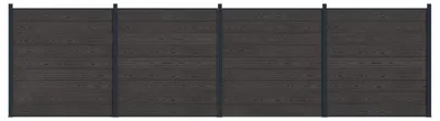 Image de vidaXL Panneau de clôture, lot de 4, en WPC et aluminium, noir