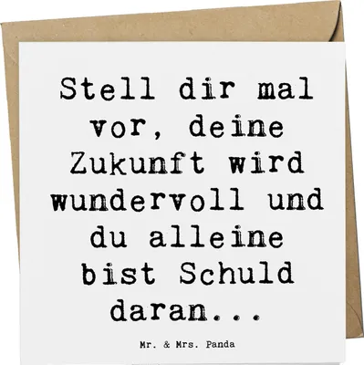 Produktbild von Mr. & Mrs. Panda Klappkarte Spruch Mutig zu sich selbst stehen - Weiß - Geschenk, anlasskarte, positivity, Selbstbewusstsein, Grußkarte, Vertrauem, Entscheidungen, Trost
