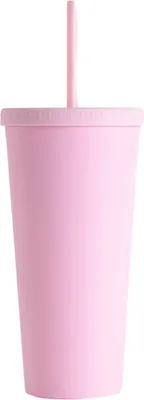 Produktbild von 720 ml Kaffeebecher mit Deckel und Strohhalm, doppelwandiger Vakuum-Reisekaffeebecher, breite Öffnung, auslaufsicher, wiederverwendbarer Wasserbecher