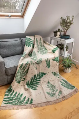 Produktbild von UMIPLED | Kuscheldecke, Sofaüberwurf Decke, Dicke Sofadecke, Couchdecke, Flauschige, Wohndecke für Couch, 150x200cm, - Beige/Grün