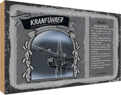 Produktbild von vianmo Holzschild 12x18 cm Kranführer 2 Beruf Arbeit