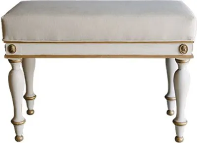Produktbild von Casa Padrino Luxus Barock Hocker Weiß / Antik Gold 73 x 36 x H. 54 cm - Massivholz Sitzhocker im Barockstil - Barockmöbel