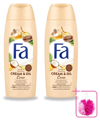 Zdjęcie produktu dla 2 opakowania żelu pod prysznic Fa Creme-Öl, kokos i masło kakaowe - 250 ml - zestaw ekonomiczny - 2 sztuki