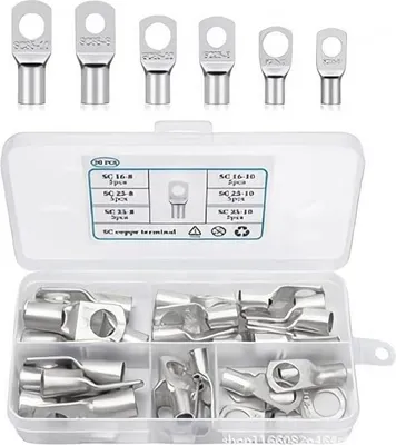 Produktbild von Rohrkabelschuhe Set,30 Stück Kabelschuhe 16 Mm² 25 Mm² 35 Mm² Ringkabelschuhe M8 M10 Kupferkabelschuhe Verzinntes Kupfer Crimpverbinder Für Batteriekabel Kfz Verteilerkästen