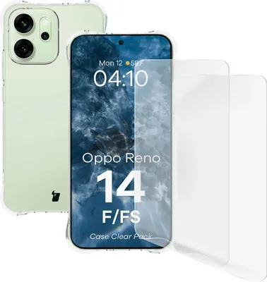 Produktbild von Handyhülle + 2x Folie für Oppo Reno 14 F / FS, Bizon Case Clear Pack, Transparent