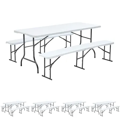 Image de Table et bancs pliants 8 places - Lot de 5 - Oviala REKKEM