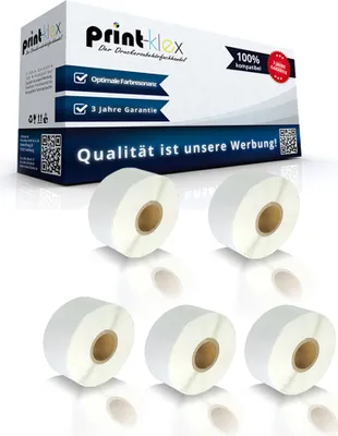 Produktbild von 5x Kompatible Etiketten-Rollen für Dymo 11355 Labelwriter 450TwinTurbo Labelwriter DUO Labelwriter SE450 Labelwriter TwinTurbo 11355 S0722550 51 mm x 19 mm 500 Etiketten Label Büro Pro Serie