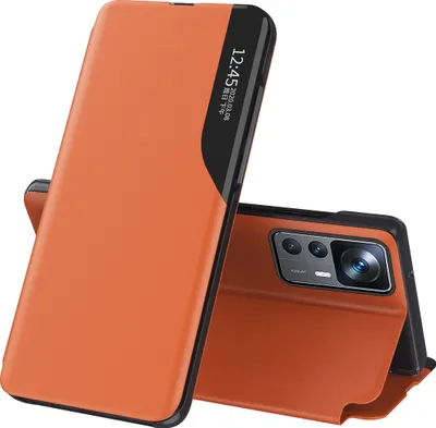 Produktbild von Hülle für Xiaomi 12T / 12T Pro, Smart View Fenster Flip Stand Cover Kunstleder Schutzhülle für Xiaomi 12T / 12T Pro Orange