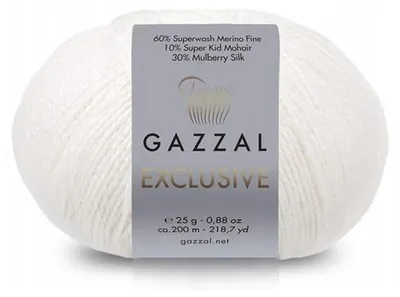 Produktbild von Gazzal Exclusive 9909 Lace-Strickgarn Wolle Seide Mohair 25 g 200 m Cremeweiß