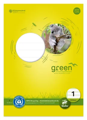 Image de Ursus Green 040745001 Bloc de feuilles de travail LIN1 A4 50 feuilles 80g/qm 5/5/5mm ligné couleur