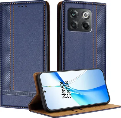 Produktbild von Handyhülle für OnePlus 10T Leder Flip Klappbare Schutzhülle mit Standfunktion Blau