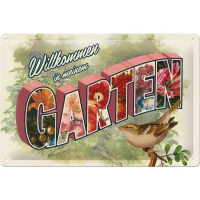 Image de Nostalgic-Art - Plaque en métal 20 x 30cm - Home & Country - Bienvenue dans mon jardin - Edition spéciale