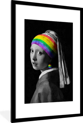 Produktbild von MuchoWow® Gerahmtes Poster Das Mädchen mit dem Perlenohrring - Vermeer 60x90 cm - Poster mit Schwarzem Bilderrahmen Wandposter Rahmen Foto Bilder - Dekoration - Wandposter Wohnzimmer - Hochwertig