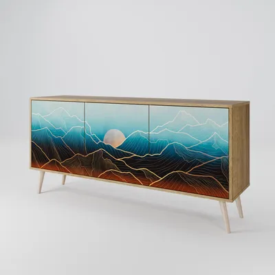 Produktbild von Spacerebels Kommode mit 3 Türen - Sideboard Komodenschrank - Highboard - Kleiderschrank Möbel - Wohnzimmer Schlafzimmer - 57,5×111×42 (HxBxT)