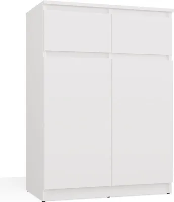 Obrázok produktu pre Moderná komoda s 2 dverami a 2 zásuvkami – bezúchytkový dizajn | Farba: matná biela | Rozmery: 70 x 39,5 x 97 cm