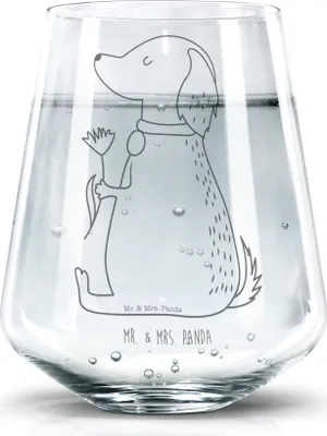Produktbild von Mr. & Mrs. Panda Glas Hund Blume - Transparent - Geschenk, Sprüche, Hundemama, Dekoglas, Hunde, Süß, Wasserglas, Trinkglas, Tumbler, Trinkgefäß