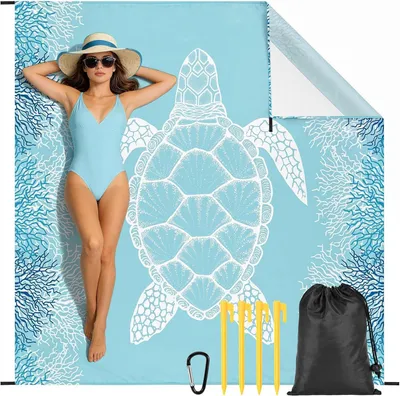 Zdjęcie produktu dla XXL koc plażowy, wodoodporna mata plażowa, z 4 śledziami i torbą, na plażę