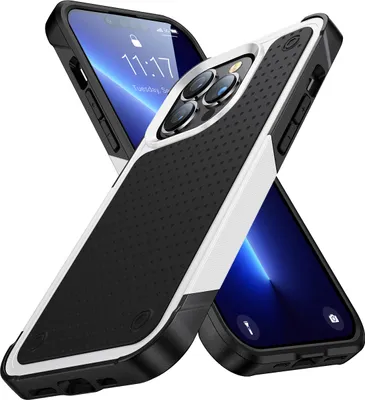 Produktbild von Für iPhone 13 Pro Max Hülle Militärqualität Stoßfest Hybrid 2 in 1 Hart PC Weich TPU Handyhülle Weiß Schwarz
