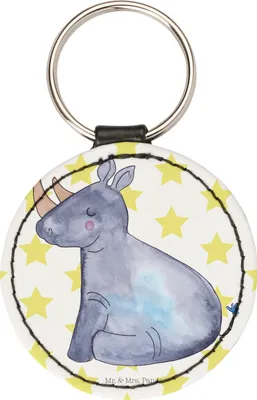 Produktbild von Mr. & Mrs. Panda Anhänger Einhorn Nashorn - Weiß - Geschenk, Nashörner, Schlüsselanhänger, Regenbogen, motiv, schlüsselring, Taschenanhänger, Witzig, Unicorn, Zoo, klein