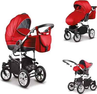 Produktbild von Kinderwagen-Set Craft 4 in 1 in Rot-Schwarz - 16 Teile - in 18 Farben erhältlich
