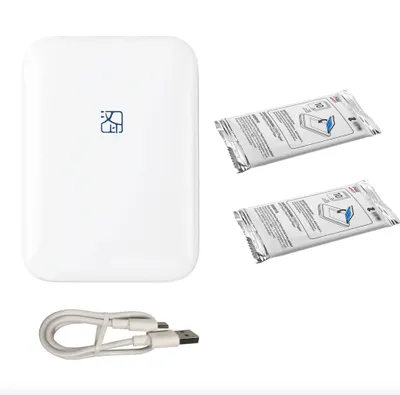 Imagen del producto de Mini impresora de fotos. Impresora de fotos portátil con 20 hojas de papel fotográfico autoadhesivo, compatible con Bluetooth 5.0 para teléfonos inteligentes iOS y Android. Impresora de fotos instantáneas