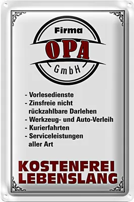 Produktbild von Blechschild Spruch 18x12cm Firma Opa GmbH kostenfrei