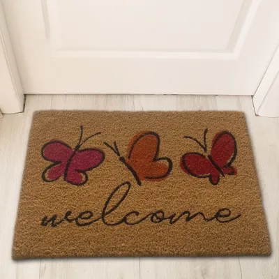 Obrázok produktu pre Odolná rohož s prírodnými vláknami - Welcome v pestrých farbách – rozmery 40 x 60 cm