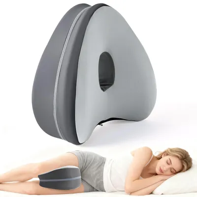 Imagen del producto de Almohada ergonómica para las caderas, la espalda, las piernas y las rodillas, de color gris claro, ideal para personas que duermen de lado