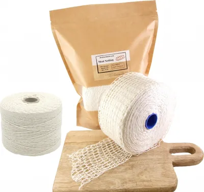 Produktbild von Fleischnetz 200mm / 50m + Wurstgarn 400m - Schinkennetz, Räuchernetz, Küchengarn, Kochgarn