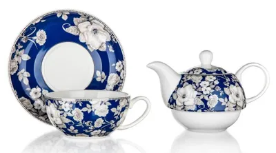 Obrázek produktu pro Banquet Čajová souprava pro 1 osobu Květinový vzor Porcelánový Džbánek