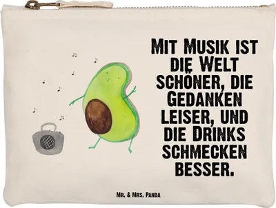 Produktbild von Mr. & Mrs. Panda Federtasche Avocado Tanzen Größe M - Weiß - Geschenk, Party, Feier, Etui, Singen, Kulturbeutel, Urlaub, Gesund, Federmappe, Beauty Bag, Schlampermäppchen