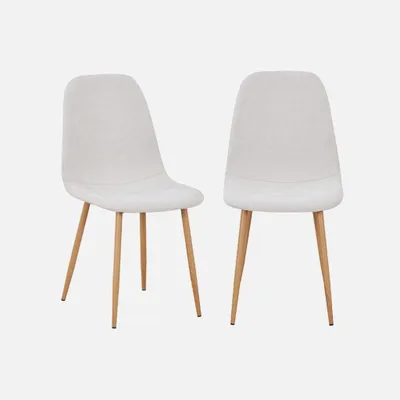 Produktbild von sweeek - 2er-Set Stühle mit Holzdekor und Stoffbezug - Beige