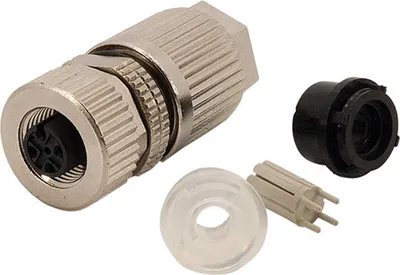 Produktbild von HARTING M12 Sensorsteckverbinder gerade Buchse Crimpanschluss, Polzahl 4-polig Kabelabgang gerade, Klemmbereich 4,5mm -