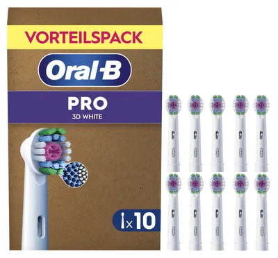 Produktbild von Oral-B Aufsteckbürsten PRO 3DWhite, Weiß, 10 Stück