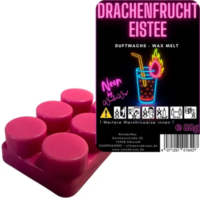 Produktbild von WonderWax Neon Duftriegel 6 x Duftwachs Kreise Wachsmelt Duftwachs Raumduft für Duftlampen Soja Wachs Melts Duftmelt Aroma Wellnes Kerzen Wärmer Wax Tarts Drachenfrucht Eistee