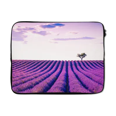 Produktbild von MuchoWow® Laptop Hülle 17 Zoll Laptoptasche Lavendel - Bäume - Lila - Blumen - Zipper - Schutzabdeckung