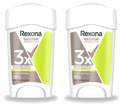 Zdjęcie produktu dla 2 sztuki dezodorantu w sztyfcie Rexona Women Maximum Protection Stress Control, 45 ml - zestaw ekonomiczny