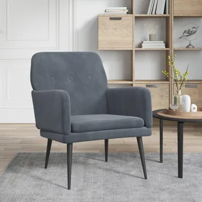 Produktbild von Dunkelgrauer Sessel aus Samt, 62 x 79 x 79 cm