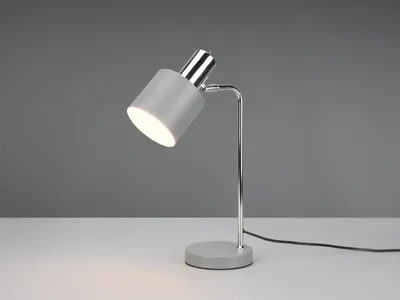 Produktbild von LED Tischlampe Große Nachttischlampe Chrom Metallschirm Grau, dimmbar, Höhe 44cm