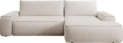 Produktbild von Ecksofa mit Schlaffunktion - Ecke rechts - Cord - Beige - ZOMELA