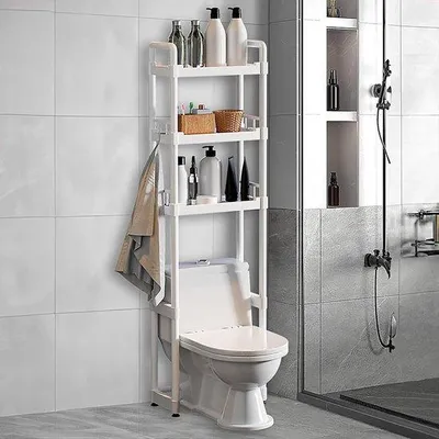 Immagine prodotto di Famanu, ripiano per bagno con 4 ganci - Bianco
