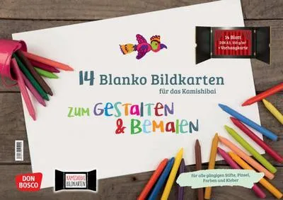 Produktbild von 14 blanko Bildkarten zum Gestalten & Bemalen für das Kamishibai