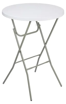 Image de Table pliante balcon avec pieds antidérapants Table haute - Table de bar pliante avec capacité de charge de 50 kg - Table de fête avec cadre en acier - Table haute ⌀ 80 x 110 cm - Blanc