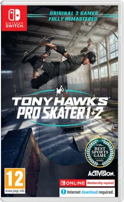A video game cover showing a skateboarder in mid-air performing a trick in an indoor skatepark.