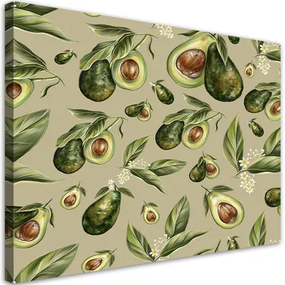 Produktbild von Leinwandbild Avocadohälften 100x70 Feeby Beige bild für die wand bereit zum aufhängen